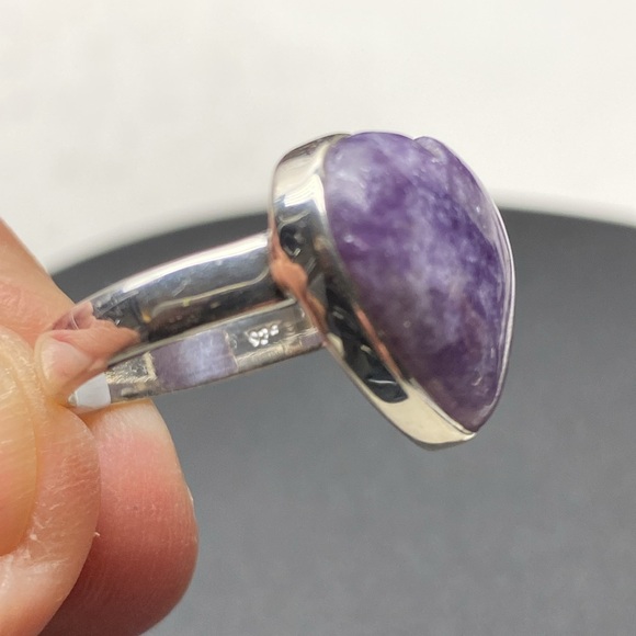 🆕 LEPIDOLITE 💜💜💜RING SIZE 9.5 IN SOLID STERLING SILVER - Picture 4 of 5